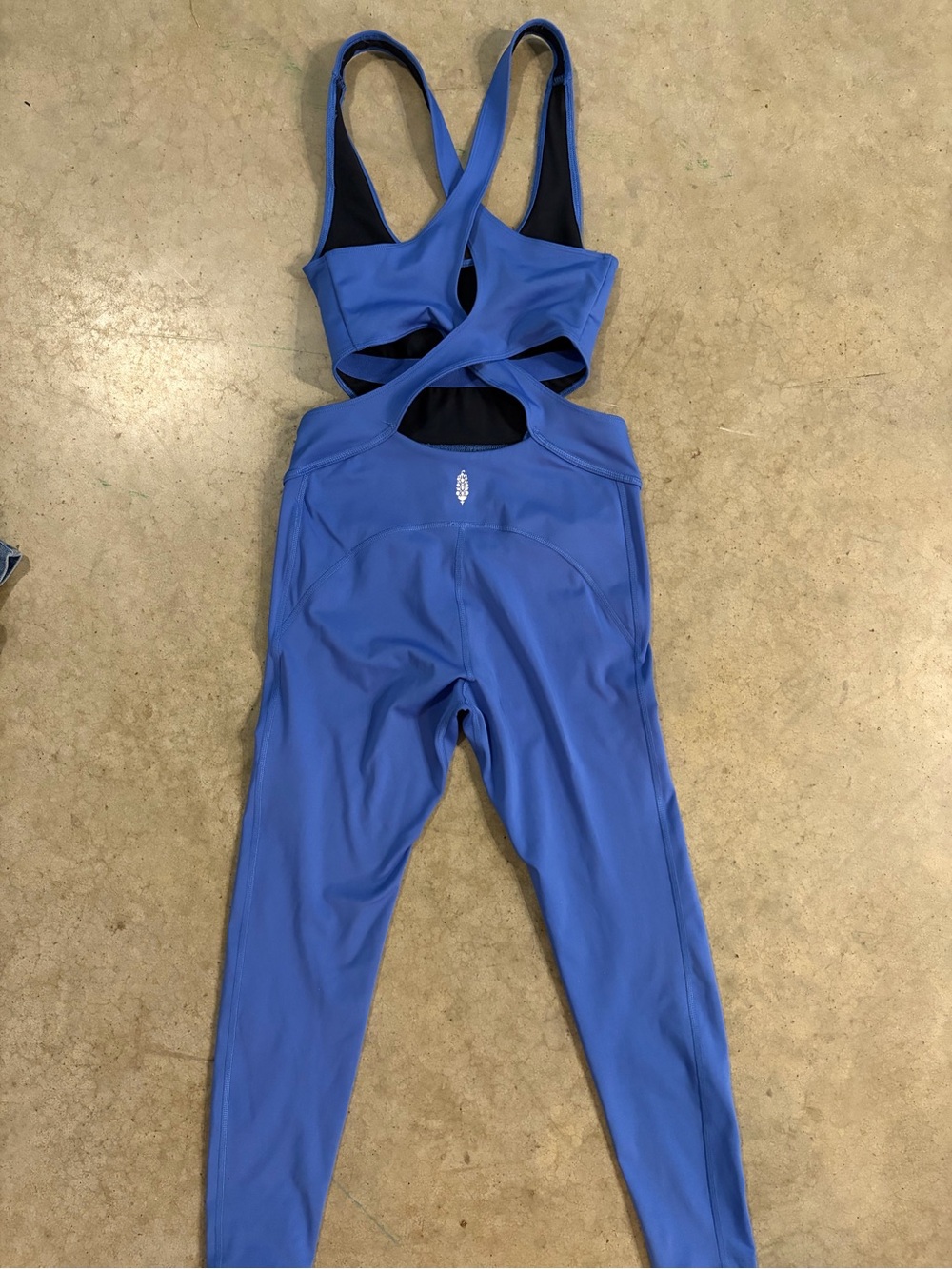 FP Movement by Free People Blue Cross-Back Active Jumpsuit